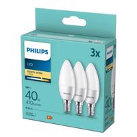 3x LED žárovka LED E14 svíčka B35 4,9W = 40W 470lm 2700K Teplá bílá Philips PHIGREG0105