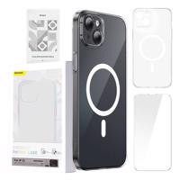 Baseus Magnetic Crystal Clear ochranné pouzdro pro iPhone 13 (průhledné) + tvrzené sklo + čisticí sada 047041