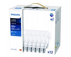 Berge 12x LED žárovka Philips E27 - 8W - 806lm - 3000K
