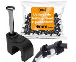 Berge Girland háčky na kabely s hřebíkem 6 mm - 100 ks 100XHDG003