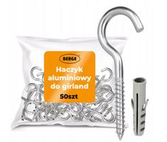 Berge Háčky, držáky na girlandy, hliníkové kabely, 50 ks. 50XHDG001