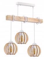 Berge LED dřevěné závěsné stropní svítidlo, bílé, 3xE27, dřevěná koule LDB-K-3XE27-BIALA/3XK018