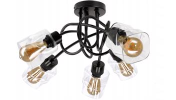Berge LED lustr stropní svítidlo 5xE27, skládací, průhledný skleněný čtverec LK0003/5XK024