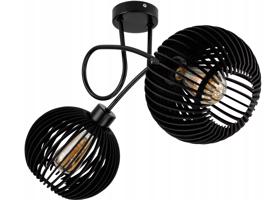 Berge LED stropní svítidlo 2XE27, dřevěné, černé LK0001/2XLUCA05-B