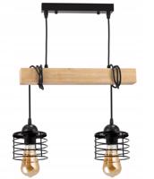 Berge LED závěsné stropní svítidlo dřevěný trám 2xE27 Loft Lustr Spring LDB-K-2XE27/2XK004