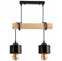 Berge LED závěsné stropní svítidlo dřevěný trám 2xE27 Lustr Loft Cup Black LDB-K-2XE27/2XK003