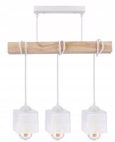 Berge LED závěsné stropní svítidlo, dřevěný trám, 3xE27, loft, mléčná kostka - bílá LDB-K-3XE27-BIALA/3XK006