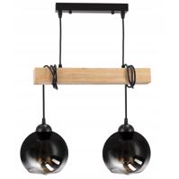 Berge LED závěsné stropní svítidlo dřevěný trámový 2xE27 Lustr Smoke Grey LDB-K-2XE27/2XK020