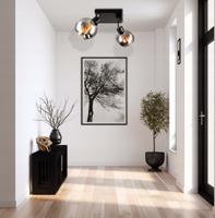 Berge Skleněná LED stropní lampa 2xE27 - kouřová koule P0005/2XK022