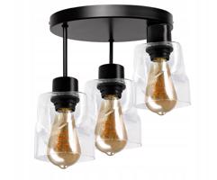 Berge Skleněná stropní lampa LED 3xE27 rolovaná čtvercová průhledná P0012/3XK024