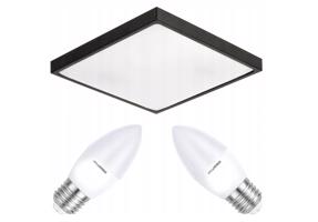 Berge Stropní LED svítidlo LARI-S BLACK - 2xE27 IP20 + 2x E27 10W svíčka - teplá bílá MP0332-2XEP0103