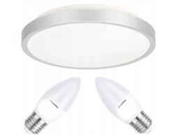 Berge Stropní LED svítidlo SEMO-R SILVER - 2xE27 IP20 + 2x E27 10W svíčka - teplá bílá MP0333-2XEP0103