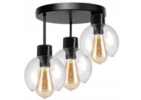 Berge Stropní závěsná lampa 3xE27 - průhledná skleněná koule P0012/3XK023