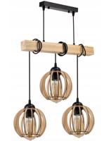 Berge Závěsné stropní svítidlo LED dřevěný trám 3xE27 loft dřevěná koule LDB-K-3XE27/3XK018