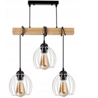 Berge Závěsné stropní svítidlo LED dřevěný trám 3xE27 Lustr Wire ball LDB-K-3XE27/3XKB002
