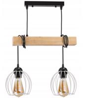 Berge Závěsné stropní svítidlo LED dřevěný trámový 2xE27 Drátěný kulový lustr LDB-K-2XE27/2XKB002