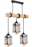 Berge Závěsné stropní svítidlo LED dřevěný trámový 3xE27 loft skleněné pásy LDB-K-3XE27/3XK014