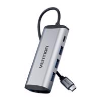 Dokovací stanice USB-C na USB-C, 3x USB3.0, PD 0,15 m Vention THAHB šedá