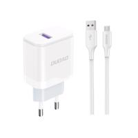 Dudao A20EU USB-A 18W síťová nabíječka - bílá + kabel USB-A - micro USB 6976625332014 6976625332014