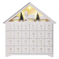 Emos LED adventní kalendář dřevěný, 35x33 cm, 2x AA, vnitřní, teplá bílá, časovač DCWW02