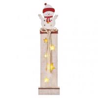 Emos LED dekorace dřevěná – sněhulák, 46 cm, 2x AA, vnitřní, teplá bílá, časovač DCWW12