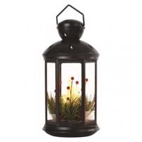 Emos LED dekorace – vánoční lucerna se svíčkami černá, 35,5 cm, 3x C, vnitřní, vintage DCLV15