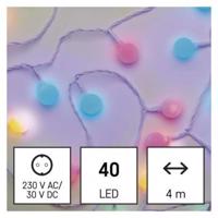 Emos LED světelný cherry řetěz – kuličky 2,5 cm, 4 m, venkovní i vnitřní, multicolor, časovač D5AM01