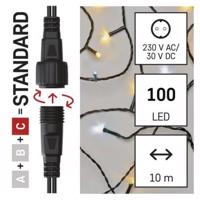 Emos Standard LED spojovací vánoční řetěz blikající, 10 m, venkovní, Teplá bílá/Studená bílá bílá D1AN02