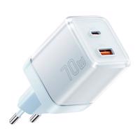 Essager Síťová nabíječka Yueqi 70W GaN USB-C + USB-A (modrá) 068977