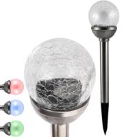 GOLDLUX (Polux) Svítidlo zahradní LED solární KOULE sklo Inox 8 cm Polux SANELE0073C