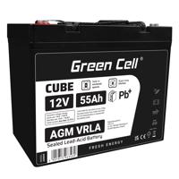 Green Cell CUBE AGM IP54 12V 55Ah VRLA Baterie Gel deep cycle    barge  tractor fishing boat AGM12V55AH-J neoriginální