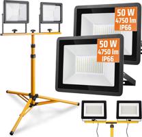 Interlook Sada osvětlení 100W 9500lm | 2x 50W halogenový světlomet s 1,6m pracovním stojanem 5323 5323