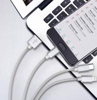 Interlook UC-005 | 3v1 1,2M | USB kabel pro nabíjení telefonu 3v1 - Micro USB / Lightning / Type-C stříbrná 1662-244