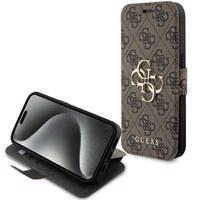 Kovové pouzdro s logem Guess 4G pro iPhone 15 Pro Max - hnědé 3666339194451