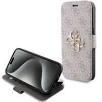 Kovové pouzdro s logem Guess 4G pro iPhone 15 Pro Max - růžové 3666339194536