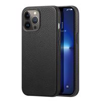 Kožené pouzdro Dux Ducis Roma pro iPhone 13 Pro Max elegantní pouzdro z přírodní kůže, černé 6934913038369