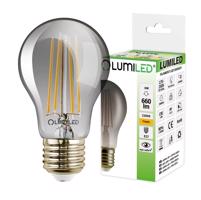 LED žárovka LED E27 A60 6W = 50W 660lm 2200K Teplá bílá 360° Filament LUMILED Smokey