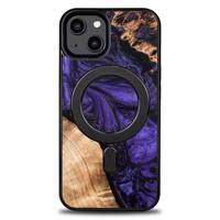 MagSafe Bewood Unique Violet pouzdro ze dřeva a pryskyřice pro iPhone 14 - fialové a černé 5907511785950