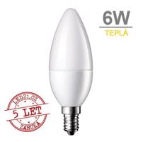 Optonica LED žárovka 6W 8x2835 E14 C37 480lm, TEPLÁ BÍLÁ