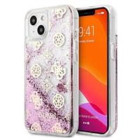 Pouzdro Guess Peony Liquid Glitter pro iPhone 13 mini - růžové 3666339025076