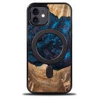Pouzdro MagSafe Bewood Unique Neptune ze dřeva a pryskyřice pro iPhone 12/12 Pro - tmavě modré a černé 5907511787398