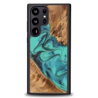 Pouzdro ze dřeva a pryskyřice pro Samsung Galaxy S23 Ultra Bewood Unique Turquoise - tyrkysové a černé 5907511780894