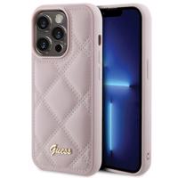 Prošívané kovové pouzdro Guess s logem pro iPhone 15 Pro - růžové 3666339149765
