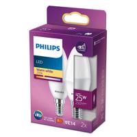 Sada 2x LED žárovka LED svíčka E14 B35 2.8W = 25W 250lm 2700K Teplá bílá PHILIPS PHICLAG1015