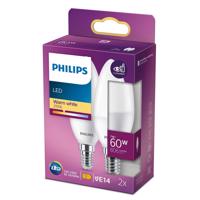 Sada 2x LED žárovka LED svíčka E14 B38 7W = 60W 806lm 2700K Teplá bílá PHILIPS PHICLAG0017