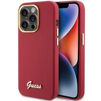 Silikonové pouzdro Guess Script Metal Logo & Frame pro iPhone 15 Pro - černé 3666339149062