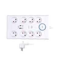 Solight přepěťová ochrana, 8z, USB A+C, 2m, bílá