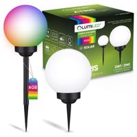Svítidlo solární zahradní LED ATRIS Wbijana Naziemna Bílá Kula 20cm RGB LUMILED