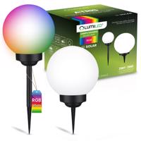 Svítidlo solární zahradní LED ATRIS Wbijana Naziemna Bílá Kula 30cm RGB LUMILED