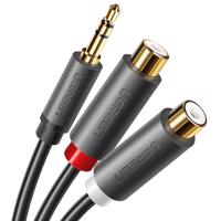 Ugreen audio adaptér jack 3,5 mm samec na 2xRCA samice 0,25 m šedý (AV109) 6957303815470